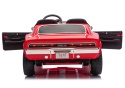 Auto na akumulator Dodge Charger R/T czerwone z otwieranymi drzwiami.