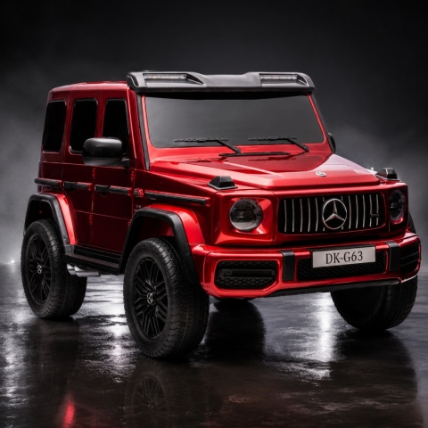 Czerwony samochód na akumulator Mercedes G63 dla dzieci, lakierowane nadwozie, terenowy pojazd elektryczny na prezent