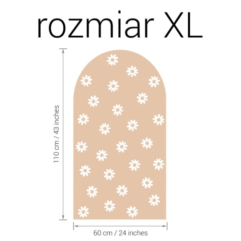 Naklejka na ścianę łuk Stokrotki beżowe rozmiar XL 110x60 cm dekoracja boho do pokoju dziecka