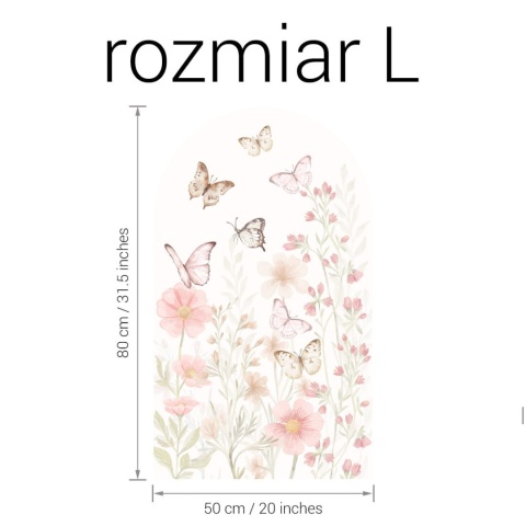 Naklejka na ścianę łuk motyle i kwiaty rozmiar L 80x50 cm