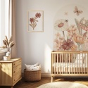 Naklejka ścienna łuk Jesienna Łąka Boho z kwiatami w pokoju niemowlęcym
