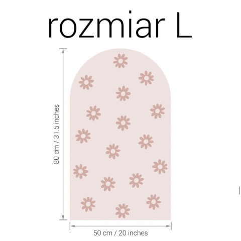 Naklejka na ścianę łuk różowe stokrotki rozmiar L 80x50 cm
