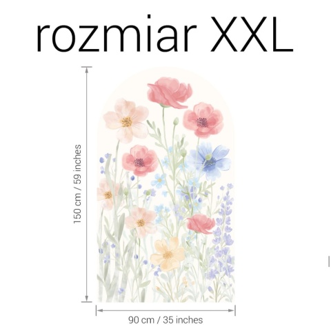 Naklejka na ścianę łuk Wiosenna Łąka w rozmiarze XXL 150x90 cm.