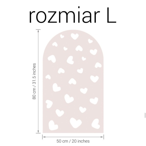 Naklejka ścienna łuk Serduszka w rozmiarze L 50x80 cm w kolorze brudnego różu