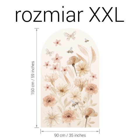 Naklejka ścienna łuk kwiatowa łąka do pokoju dziecka rozmiar XXL 90x150 cm