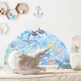 Naklejka ścienna ocean ze zwierzętami morskimi do pokoju dziecka