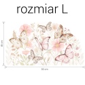 Naklejki motyle i kwiaty na ścianę do pokoju dziewczynki rozmiar L 83x46 cm