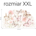 Duże naklejki motyle i kwiaty na ścianę do pokoju dziewczynki rozmiar XXL 167x92 cm
