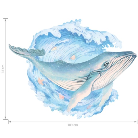 Naklejka ścienna wieloryb oceaniczny z podanymi wymiarami 109x85 cm