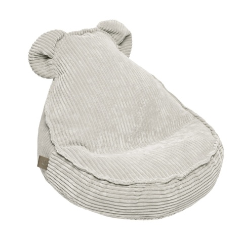 Pufa dla dziecka Teddy Aesthetic ecru – miękkie sztruksowe siedzisko z uszkami misia