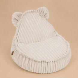 Pufa dla dziecka Teddy Churros w kolorze brudna biel – miękkie siedzisko dziecięce z uszkami do pokoju dziecka