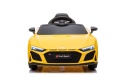 Żółte auto na akumulator Audi R8 dla dzieci widok z przodu