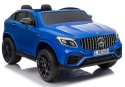 Niebieski Mercedes GLC 63S na akumulator dla dzieci – widok z przodu pod kątem