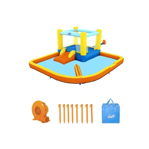 Dmuchany park wodny Beach Bounce Bestway z dmuchawą, śledziami mocującymi i torbą transportową