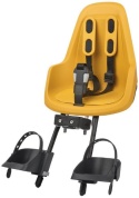 ALT SEO: Bobike Go Mini Mighty Mustard przedni fotelik rowerowy dla dziecka żółty widok z przodu