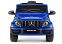 Mercedes AMG G63 niebieski dla dzieci – widok z przodu, reflektory LED i sportowy grill.
