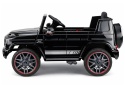 Czarny Mercedes AMG G63 na akumulator dla dzieci – widok boczny.