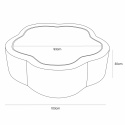 Rysunek techniczny suchego basenu dla dzieci w kształcie kwiatka z wymiarami 103 × 30 cm oraz średnicą wewnętrzną 93 cm