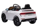 Białe Audi RS Q8 na akumulator dla dzieci – widok tylnej części pojazdu z oświetleniem LED