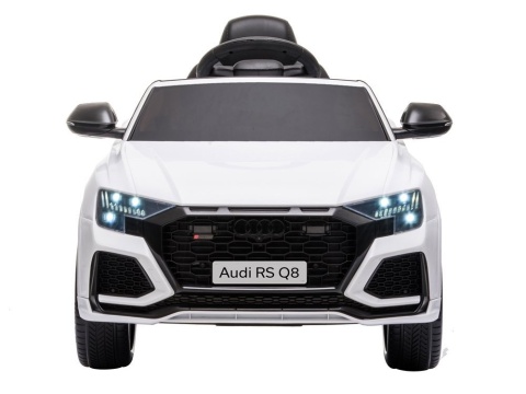 Białe Audi RS Q8 na akumulator dla dzieci – przedni grill i światła LED