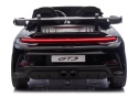 Tył czarnego auta na akumulator Porsche GT3 z podświetlaną listwą LED i sportowym spojlerem