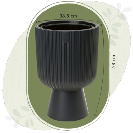 Wymiary donicy antracytowej na nodze 38,5 cm średnicy i 58 cm wysokości