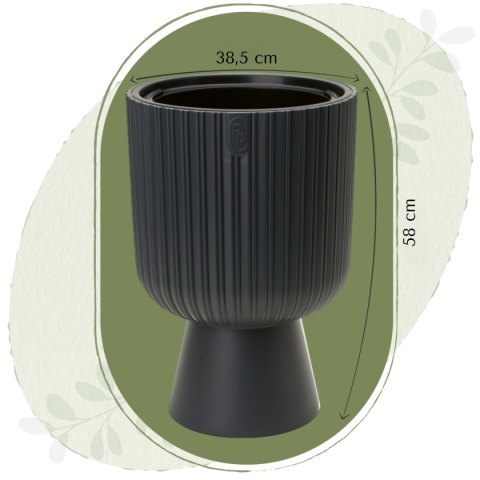 Wymiary donicy antracytowej na nodze 38,5 cm średnicy i 58 cm wysokości