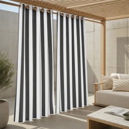 Zasłona tarasowa wodoodporna STRIPES grafitowo-biała 140x220 cm UV
