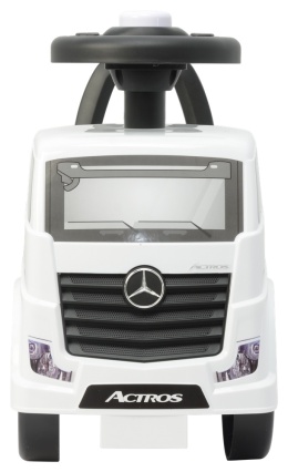 Biały jeździk Mercedes Actros dla dzieci widok z przodu