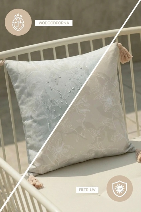 Poszewka ogrodowa Gaia Beige Flower 45x45 cm wodoodporna z filtrem UV