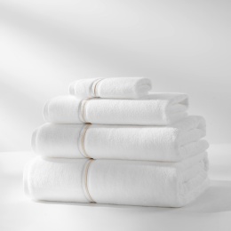 Komplet białych ręczników premium ze złotą bizą LIBRE do eleganckiej łazienki