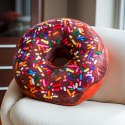 Poduszka dekoracyjna donut 45 cm – miękka poduszka w kształcie pączka z kolorową posypką do salonu i pokoju dziecka