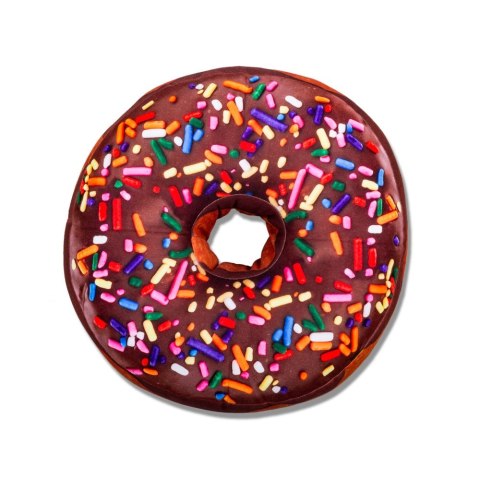 Okrągła poduszka donut 45 cm – miękka poduszka dekoracyjna w kształcie pączka z kolorową posypką