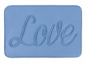 Niebieski dywanik łazienkowy LOVE 45x70 cm miękki antypoślizgowy z napisem Love do łazienki