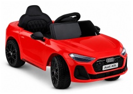 Czerwony samochód na akumulator Audi A5L dla dzieci z miękkimi kołami EVA, skórzanym siedzeniem i pilotem 2.4G.