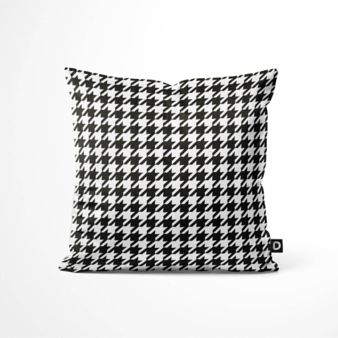 Poduszka dekoracyjna BLACK & WHITE CB20 z eleganckim wzorem pepitki na białym tle