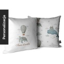 Personalizowana poduszka dziecięca z imieniem i żółwiem OCEAN DREAM z motywem balonów i oceanu