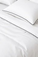 Pościel bambusowa premium biała z czarną bizą i poszewkami