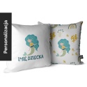 Biała personalizowana poduszka dla dziecka z imieniem i motywem syrenki z kolekcji OCEAN DREAM. Dwustronna welwetowa poduszka