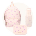 Zestaw dla dziecka Kidzroom plecak lunchbox i bidon z motywem serc