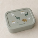 Zielony lunchbox silikonowy dla dzieci z motywem dinozaurów