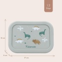 Wymiary lunchboxa Kidzroom z dinozaurami 17 x 12 x 6 cm