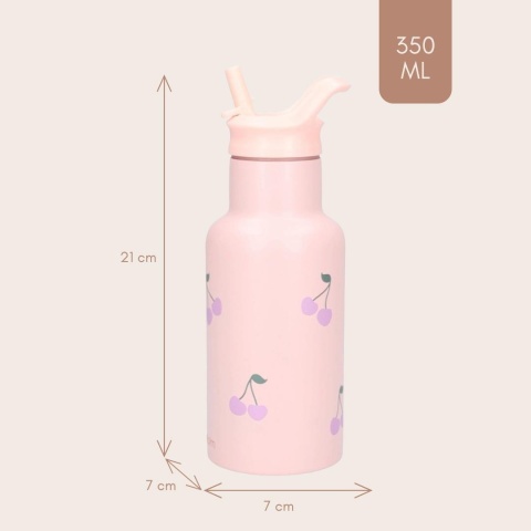 Różowa butelka dla dziecka Kidzroom w wisienki 350 ml – wymiary