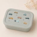 Lunchbox silikonowy dla dzieci z motywem autek w zielonym kolorze