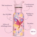 Butelka dla dzieci SASSI z motylem 500 ml – stal nierdzewna, słomka, szczelne zamknięcie