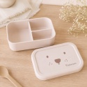 Różowy silikonowy lunchbox dla dzieci z trzema przegródkami i motywem misia Kidzroom