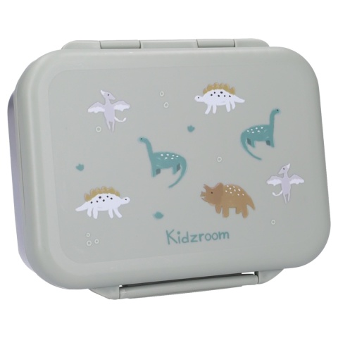 Zielony lunchbox dla dziecka Kidzroom z kolorowym motywem dinozaurów