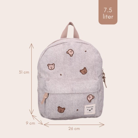 Plecak dziecięcy Kidzroom Teddy beżowy 7,5 l – wymiary 31 × 26 × 9 cm