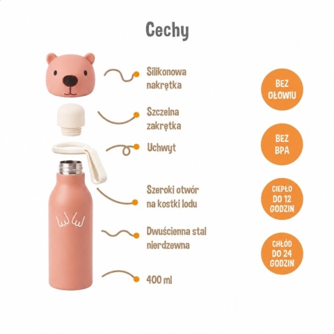 Butelka termiczna ZAZU Fun Miś 400 ml – cechy i właściwości