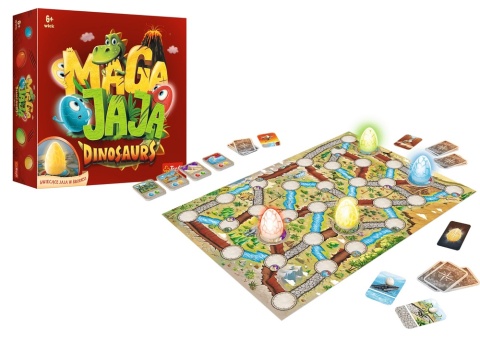 Gra rodzinna Magajaja Dinosaurs Trefl dla dzieci – zestaw z planszą i świecącymi jajami